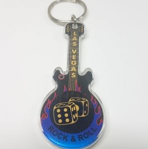 Las Vegas Nevada Rock and Roll Guitar Keychain